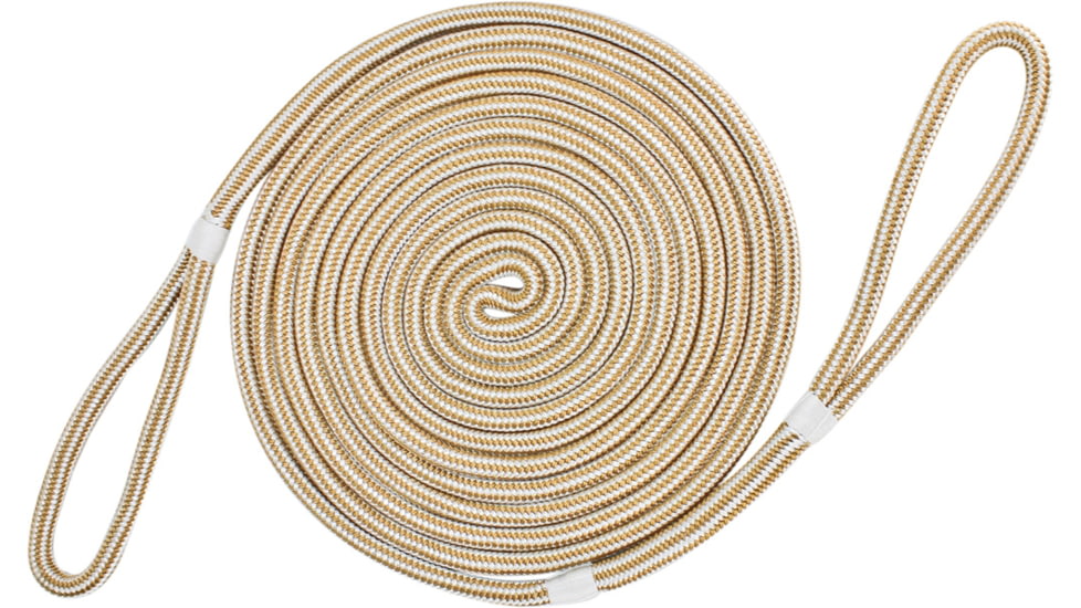Extreme Max Boattector Premium Double Looped Nylon Dock Line For Mooring Buoys - 5/8in x 40, White &amp; Gold, 5/8in x 40ft, 3006.2385