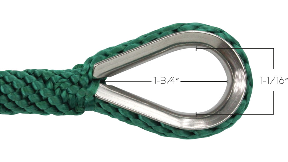 Extreme Max Boattector Solid Braid Mfp Anchor Line With Thimble - 3/8in x 100ft, Forest Green, 3006.2645