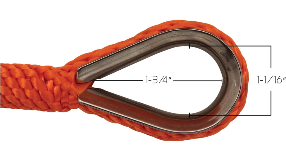 Extreme Max Boattector Solid Braid Mfp Anchor Line With Thimble - 3/8in x 100ft, Neon Orange, 3006.2654