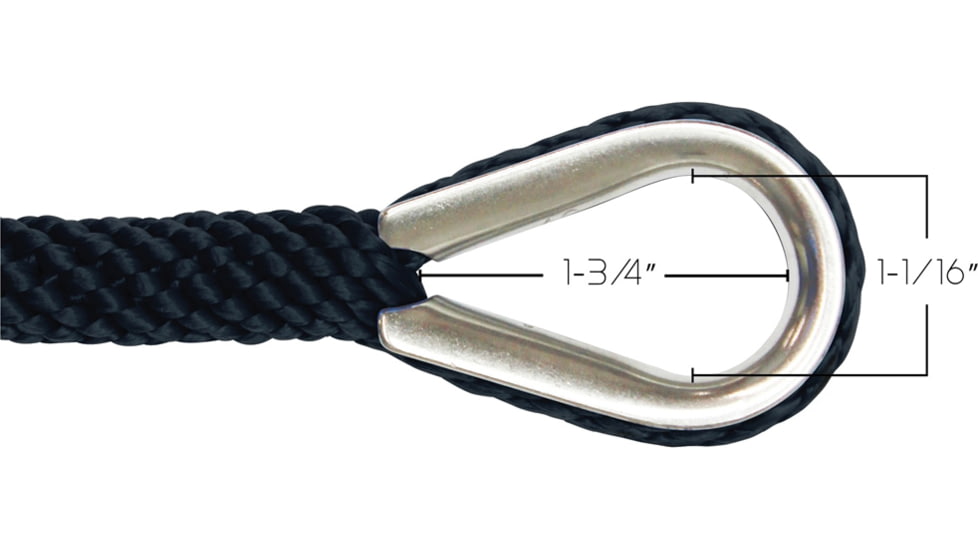Extreme Max Boattector Solid Braid Mfp Anchor Line With Thimble - 3/8in x 50ft, Black, 3006.2048