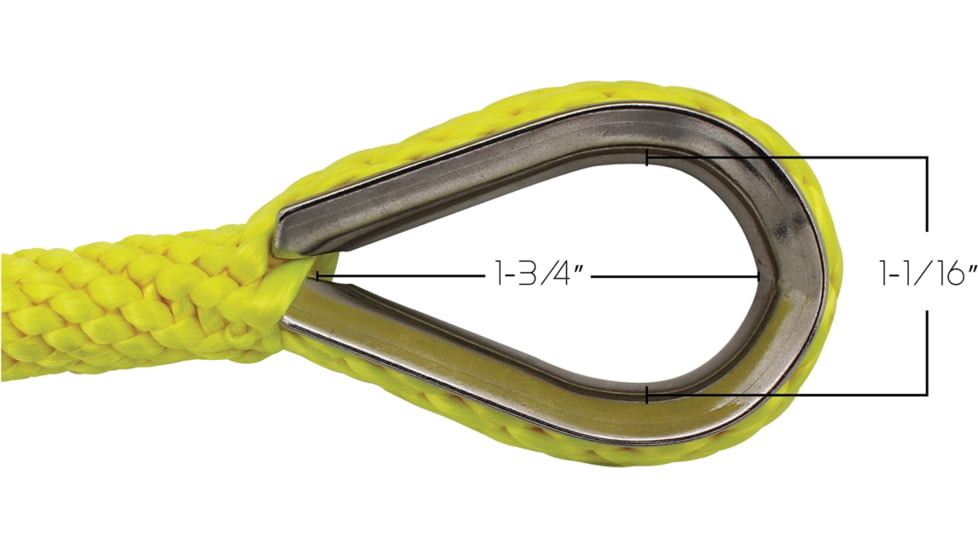 Extreme Max Boattector Solid Braid Mfp Anchor Line With Thimble - 3/8in x 50ft, Neon Yellow, 3006.2642