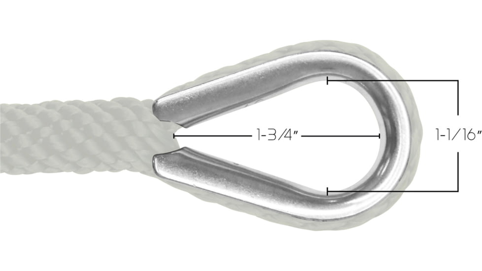 Extreme Max Boattector Solid Braid Mfp Anchor Line With Thimble - 3/8in x 50ft, White, 3006.2045