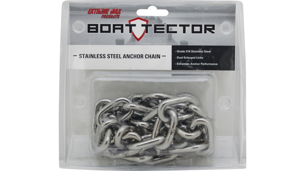 Extreme Max Boattector Stainless Steel Anchor Chain 5/16in x 5 w/ 3/8 Shackles, 3006.6581