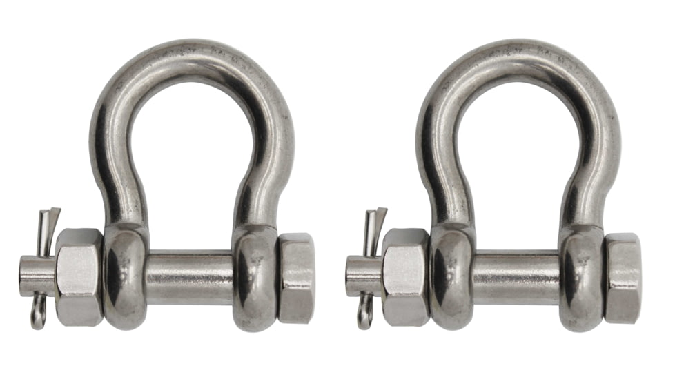 Extreme Max Boattector Stainless Steel Bolt Type Anchor Shackle, 1/4in, Pack of 2, 3006.8366.2