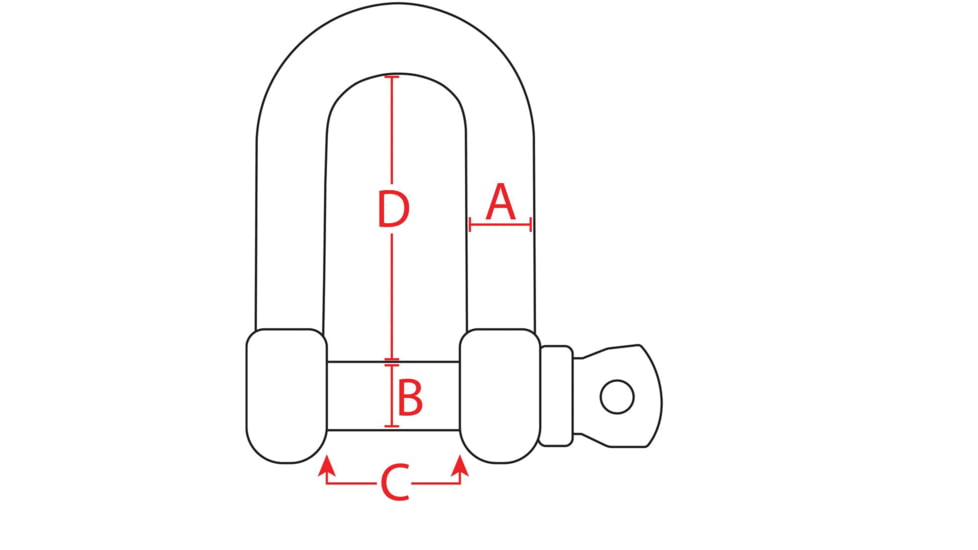 Extreme Max Boattector Stainless Steel D Shackle, 1/4in, 3006.8237