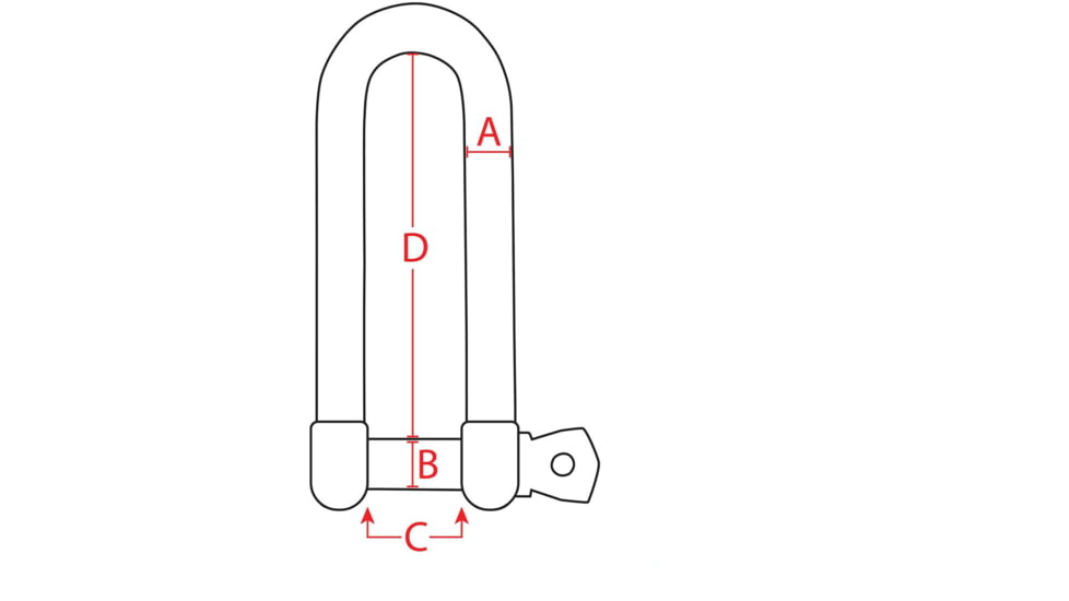 Extreme Max Boattector Stainless Steel Long D Shackle, 1/2in, 3006.8209