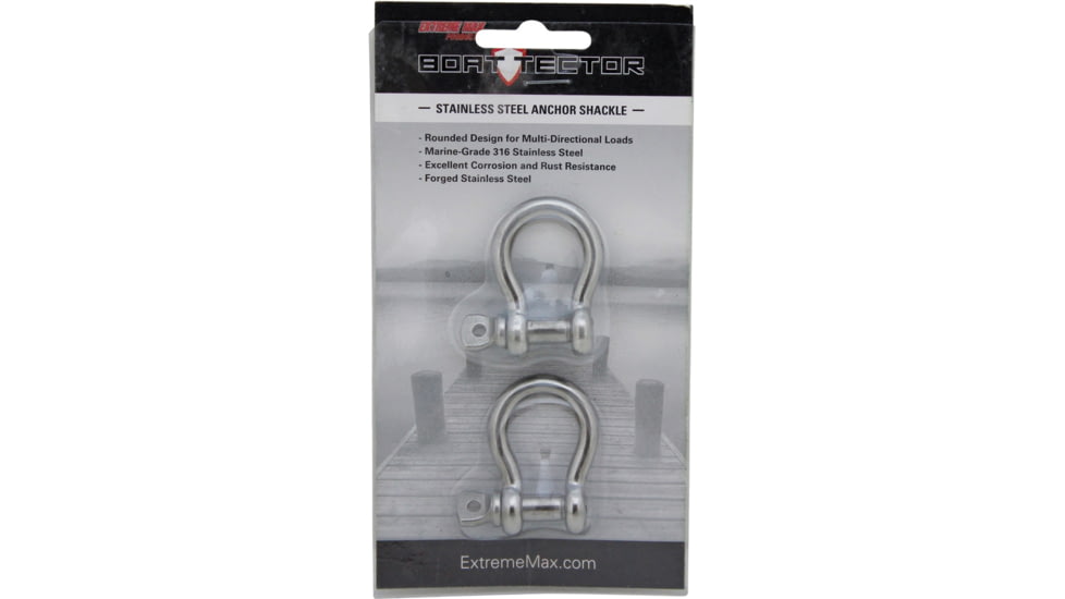 Extreme Max Boattector Stainless Steel Marine Anchor Shackle, 1/4in, 3006.6611