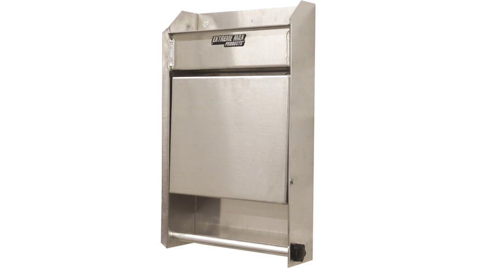 Extreme Max Junior Aluminum Work Station Storage Cabinet Flip Out Work Tray With Paper Towel Rack Organizer For Enclosed Race Trailer Shop Garage Storage, 5001.6053