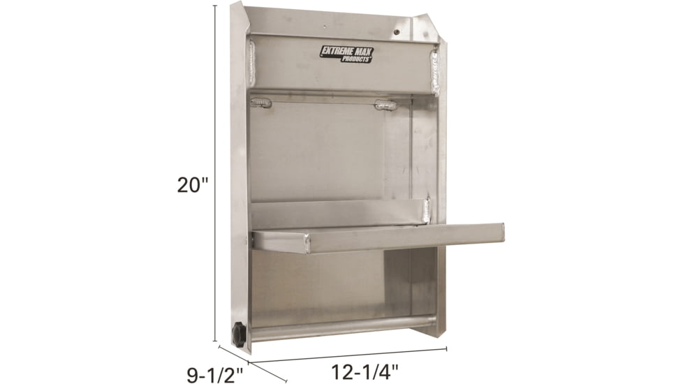 Extreme Max Junior Aluminum Work Station Storage Cabinet Flip Out Work Tray With Paper Towel Rack Organizer For Enclosed Race Trailer Shop Garage Storage, 5001.6053