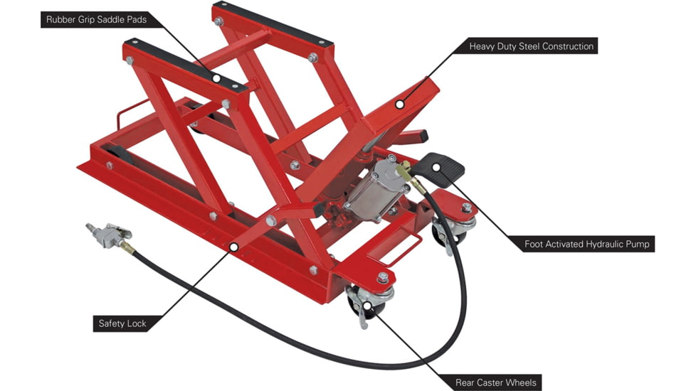 Extreme Max Pneumatic/Hydraulic Motorcycle/Atv Jack, 1500 Lb. Capacity, 5001.5041