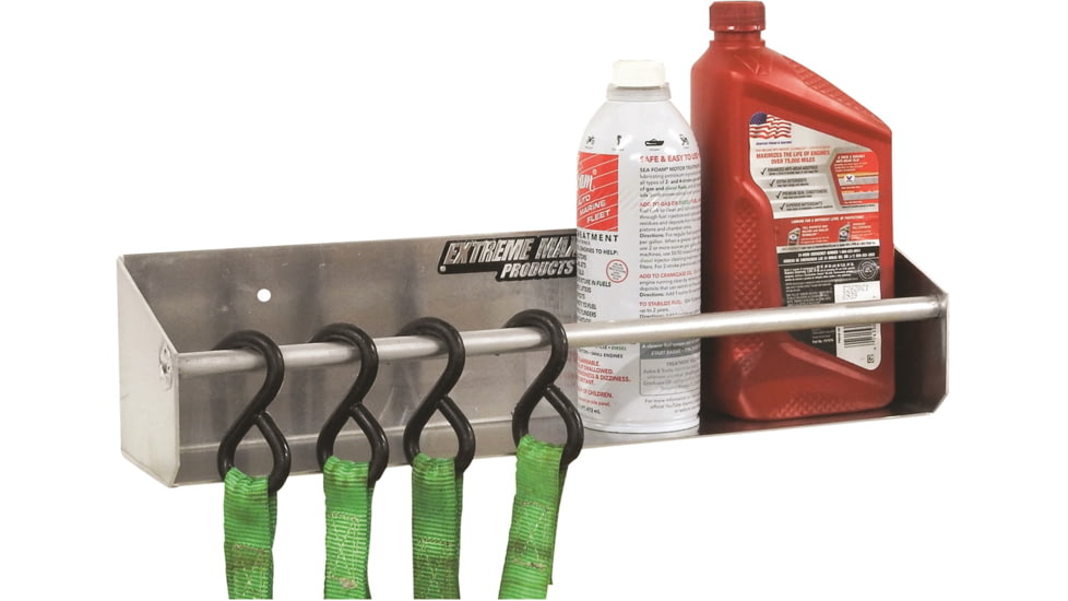 Extreme Max Wall Mount Aluminum Tie Down Hanger Storage Rack Shelf For Enclosed Race Trailer Shop Garage Storage, 5001.6062