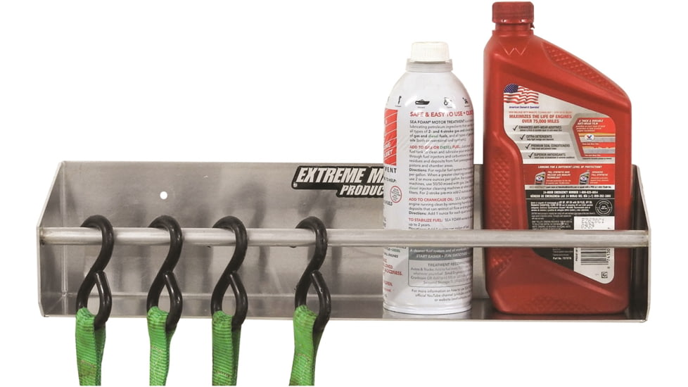 Extreme Max Wall Mount Aluminum Tie Down Hanger Storage Rack Shelf For Enclosed Race Trailer Shop Garage Storage, 5001.6062