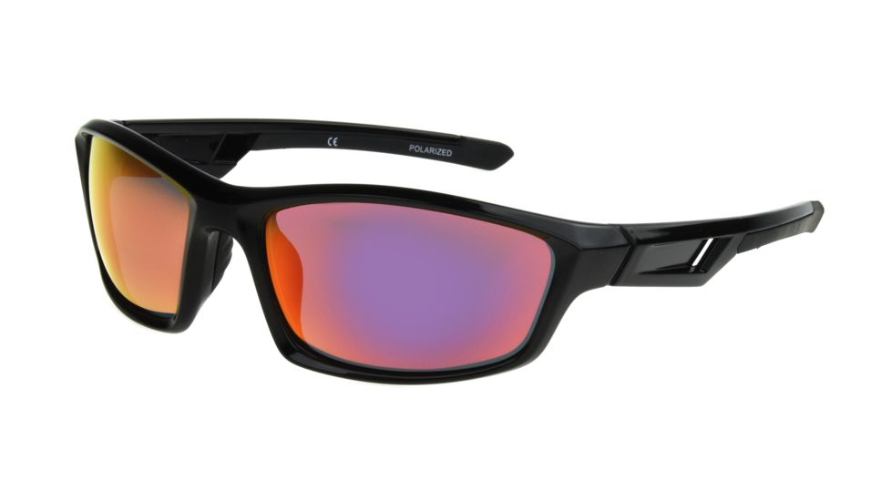 Extreme Optiks EO POL 1801 Sunglasses, Shiny Black Frame, Smoke with Red Mirror Lenses, 10242518.FGX