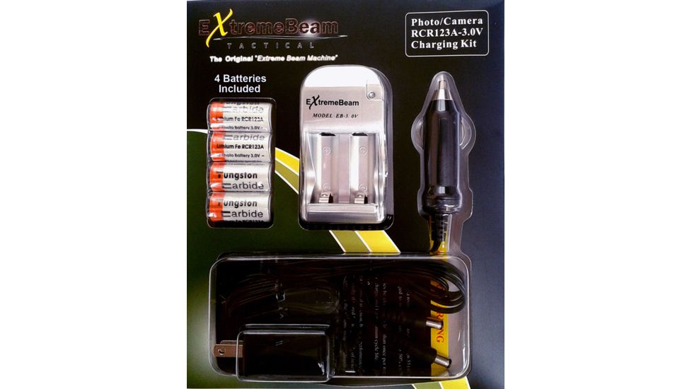 ExtremeBeam 3.0v CR123 PHOTO/CAMERA Charger KIT 4B/pk, Gray, N/A EB-AJ-A02