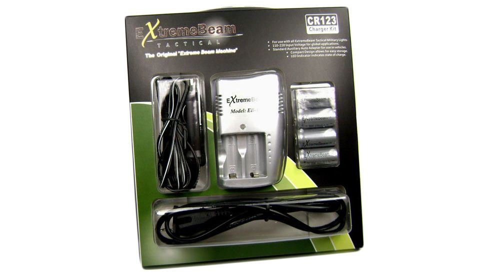 ExtremeBeam 4.2v CR123 Charger Kit 4B/pk, Gray, N/A EB-AF-A01, EDEMO1