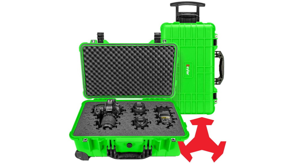 Eylar 22in Carry-On Roller Hard Case Equipped w/Ragar XP Crosslinked Foam Insert, Neon Green, SA00034-NGRN-RG-XP