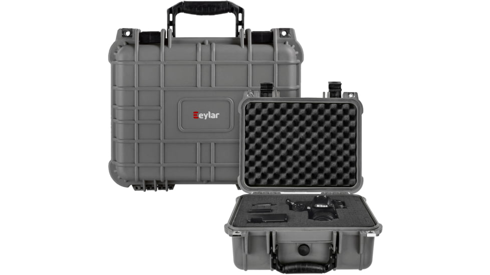 Eylar Compact 13.37in Protective Gear Case Water and Shock Resistant w/ Foam, Gray, SA00001-Gra