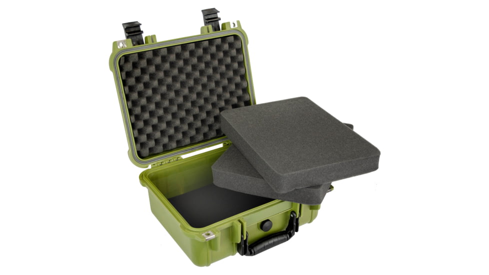 Eylar Compact 13.37in Protective Gear Case Water and Shock Resistant w/ Foam, Green, SA00001-Grn