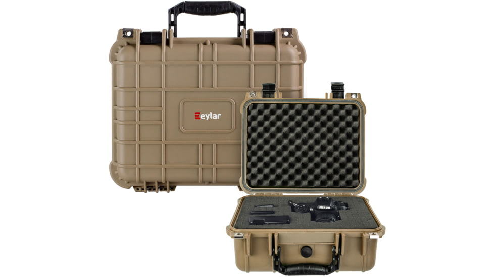 Eylar Compact 13.37in Protective Gear Case Water and Shock Resistant w/ Foam, Tan, SA00001-tan