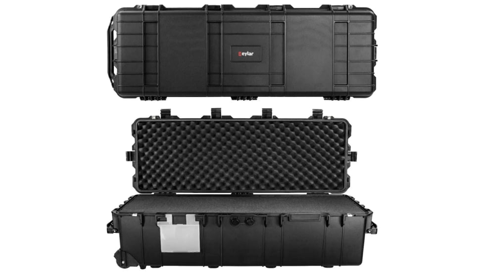 Eylar Extra Large 44in Waterproof Deep Heavy Transport Stacker Roller Rifle Hard Case w/Foam, Black, SA00028