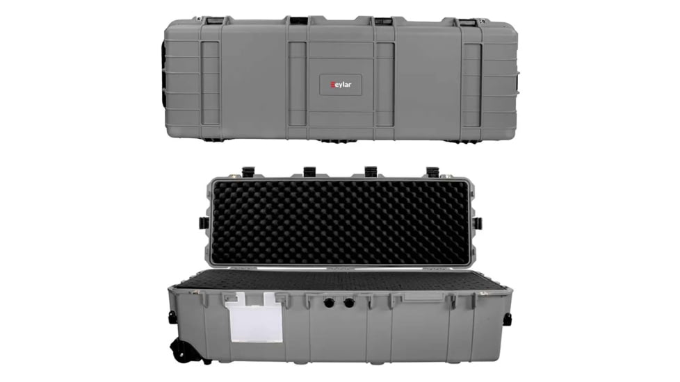 Eylar Extra Large 44in Waterproof Deep Heavy Transport Stacker Roller Rifle Hard Case w/Foam, Gray, SA00028-GRA