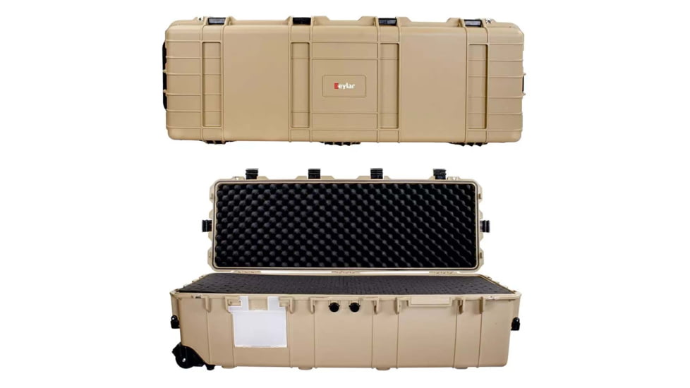 Eylar Extra Large 44in Waterproof Deep Heavy Transport Stacker Roller Rifle Hard Case w/Foam, Tan, SA00028-TAN