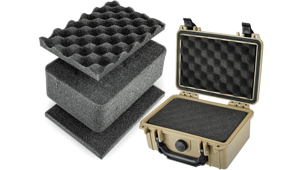 Eylar Protective Gear and Camera Hard Case Water &amp; Shock Proof w/Foam, Tan, SA00011-Tan