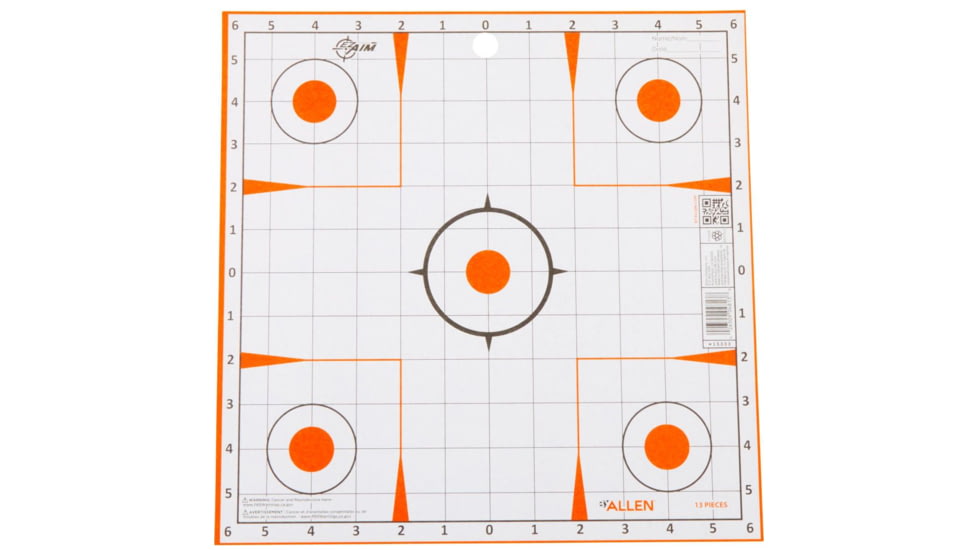 Allen Ez Aim Sight Grid Target, White/Orange, 12X12, 15333