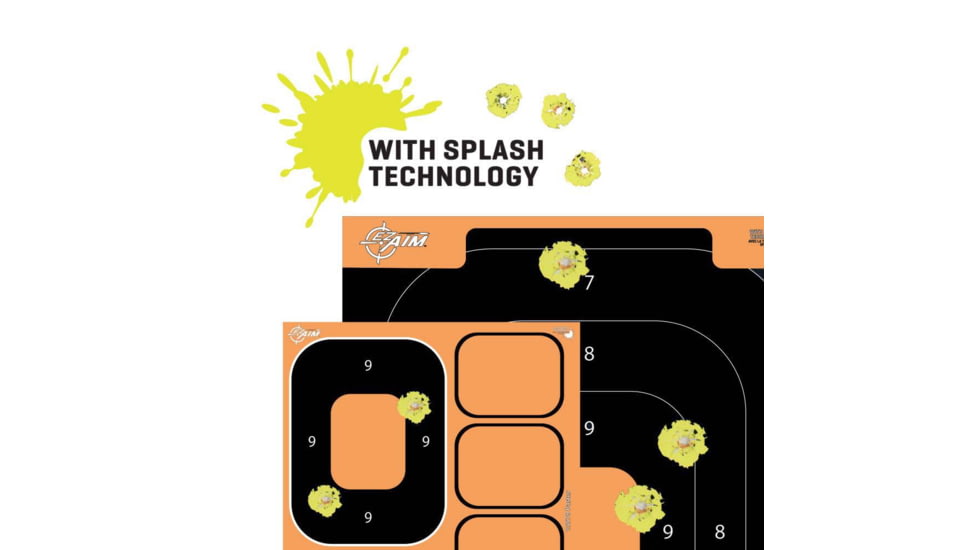 EZ-Aim 15548 Splash Reactive Trainer Kit Self-Adhesive Paper Handgun Yellow Oval