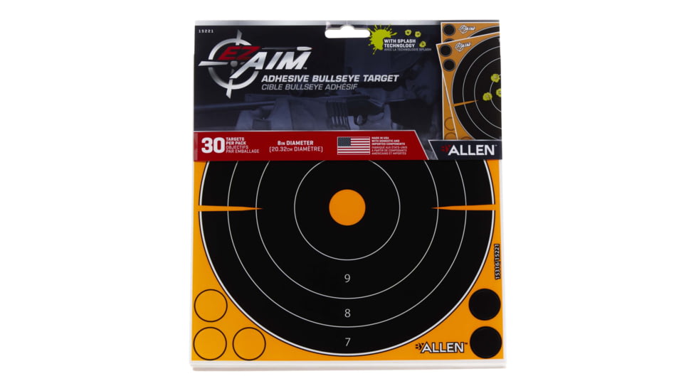 EZ-Aim Adhesive Splash Bullseye Target, 6 Pack, Orange, 8X8, 15316