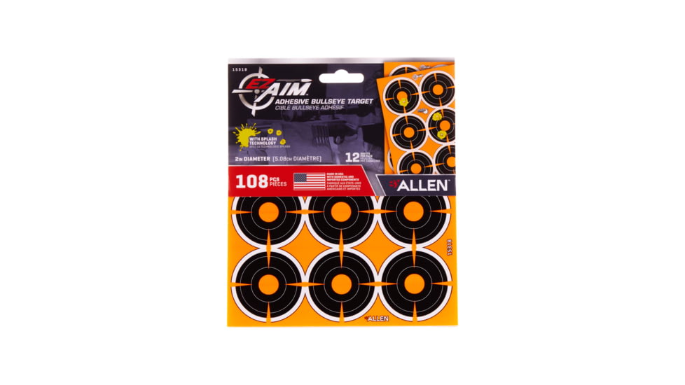 EZ-Aim Allen Adhesive Splash Bullseye Target, Orange, 2X2, 15318