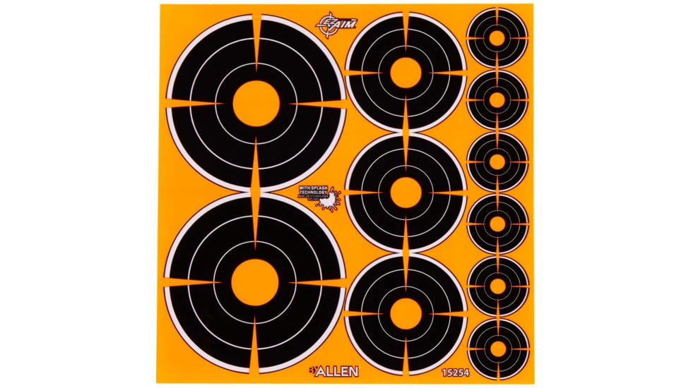 EZ-Aim Allen Adhesive Splash Bullseye Variety Pack Targets, Orange, 1in, 2in, 3in, 15254