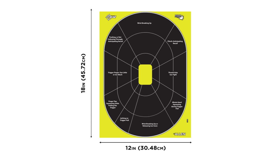 EZ-Aim Allen Non-Adhesive Paper Splash Shooting Targets Handgun Trainer 12.5x18.25in Black/Chartreuse 100/ct, 15445