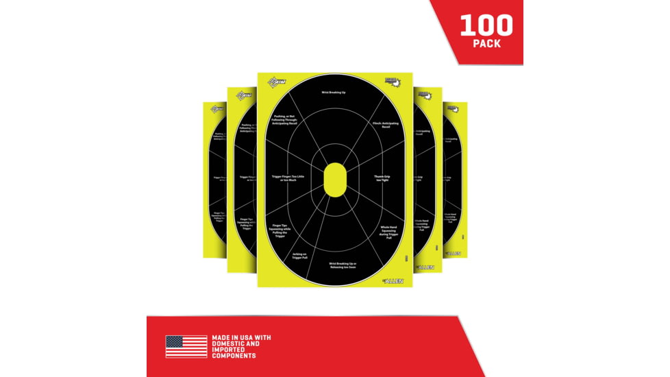 EZ-Aim Allen Non-Adhesive Paper Splash Shooting Targets Handgun Trainer 12.5x18.25in Black/Chartreuse 100/ct, 15445