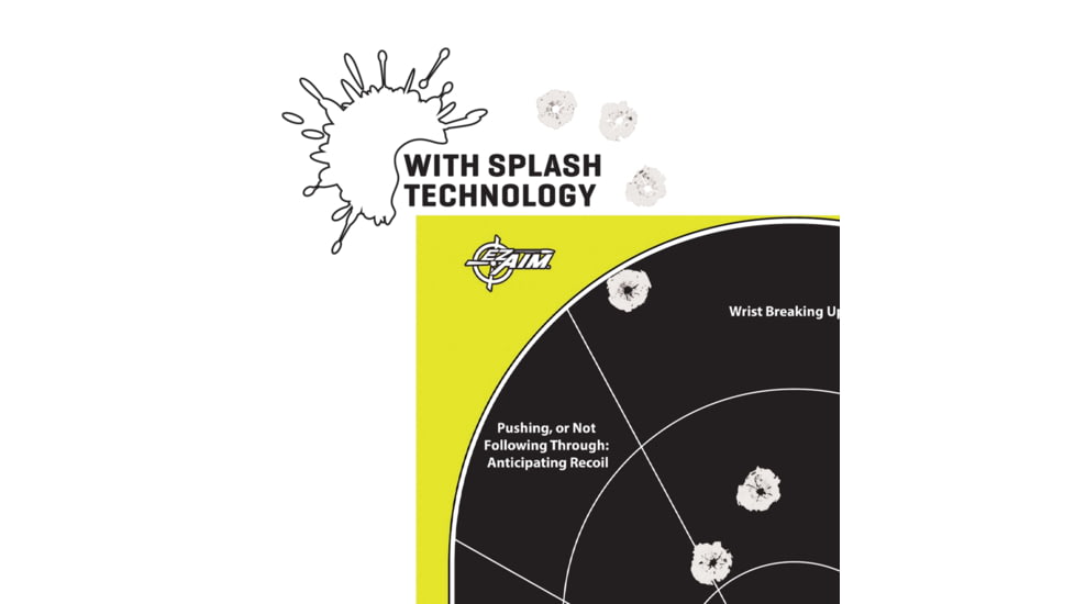 EZ-Aim Allen Non-Adhesive Paper Splash Shooting Targets Handgun Trainer 12.5x18.25in Black/Chartreuse 100/ct, 15445