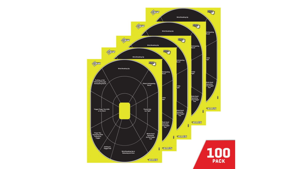 EZ-Aim Allen Non-Adhesive Paper Splash Shooting Targets Handgun Trainer 12.5x18.25in Black/Chartreuse 100/ct, 15445
