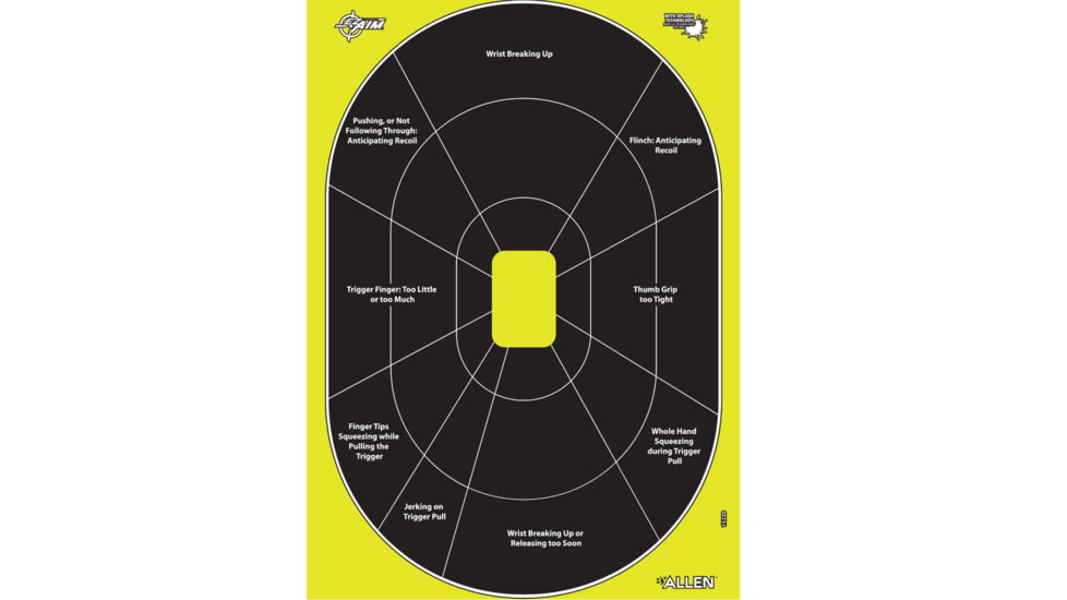 EZ-Aim Allen Non-Adhesive Paper Splash Shooting Targets Handgun Trainer 12.5x18.25in Black/Chartreuse 100/ct, 15445
