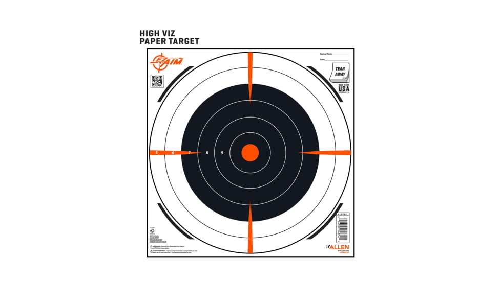 EZ-Aim Allen Shooting Target Bullseye Paper Hanging, 100 Pack, 12x12in, Black/White, 15334-100
