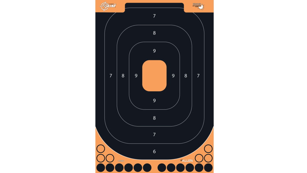 EZ-Aim Allen Splash Reactive Adhesive Paper Shooting Targets, Silhoutte Trainer, 12.5 x 18.25in, 25-Pack, Black/Orange, 15501-25