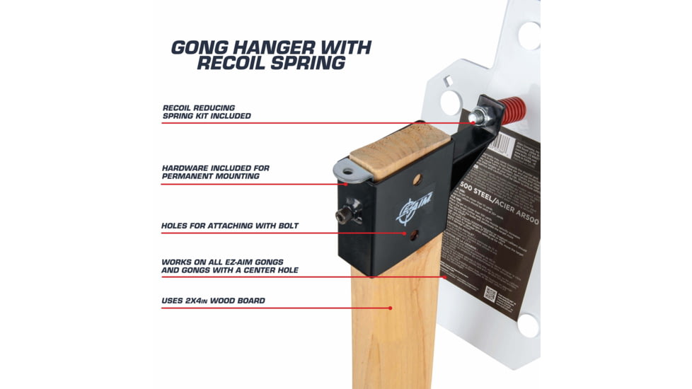 EZ-Aim Allen Steel Gong Hanger Target w/Recoil Spring, 2 x 4in Mount, 2.3 lbs, Black Powder Coated, 15515
