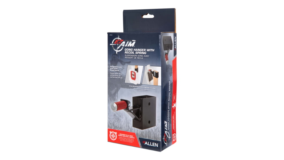 EZ-Aim Allen Steel Gong Hanger Target w/Recoil Spring, 2 x 4in Mount, 2.3 lbs, Black Powder Coated, 15515