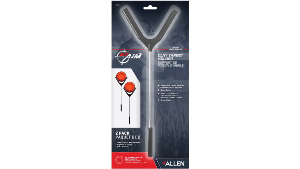 EZ-Aim Clay Target Holder, Holds 4.5 Clay Targets, 2-Pack, Black, 15 in x 3.5 in, 15386