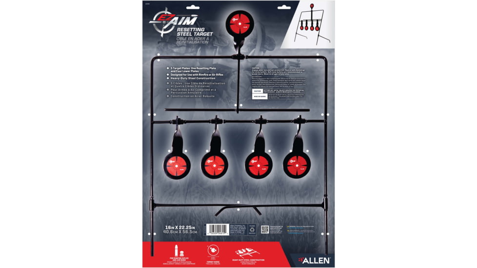 EZ-Aim Deflector Resetting Spinner Target System, Black/Red, 16 in x 22.5 in, 15340