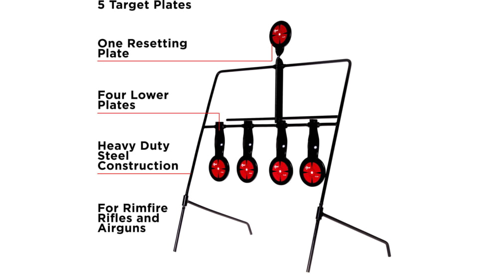 EZ-Aim Deflector Resetting Spinner Target System, Black/Red, 16 in x 22.5 in, 15340