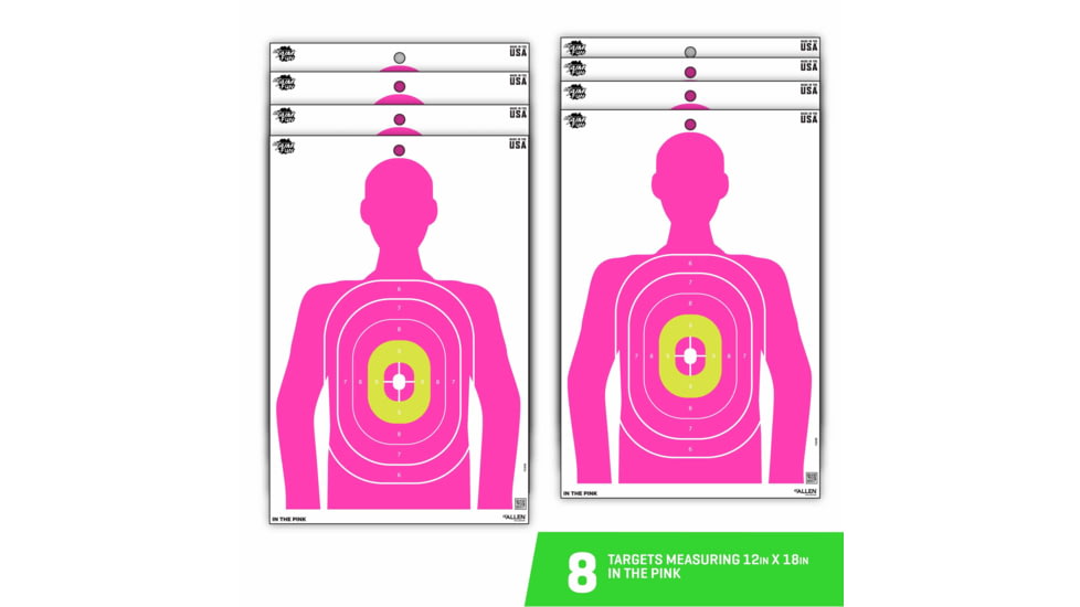 EZ-Aim EZ Aim Fun In The Pink Silhouette Paper Shooting Target, 12in x 18in, 8-Pack, Pink, 15646