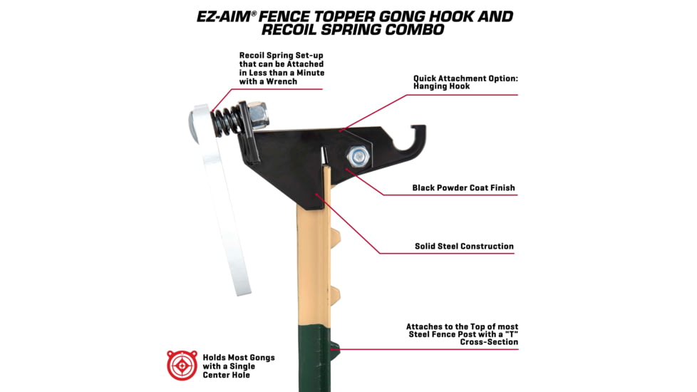 EZ-Aim Fence Topper Gong Hook and Recoil Spring Combo, Multi, 15634