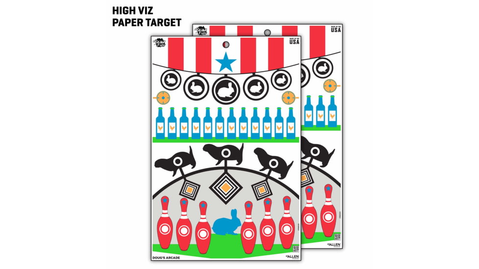 EZ-Aim Fun Get the Game On Paper Shooting Targets, 12inW x 18inH, 8-Pack, Multi, 15642