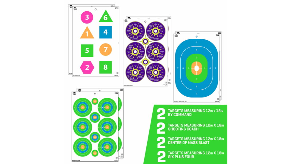 EZ-Aim Fun Group Paper Shooting Targets, 12inW x 18inH, 8-Targets, Multi, 15643