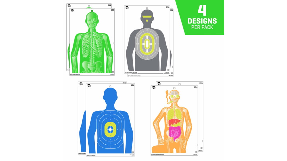 EZ-Aim Fun Imposing Figures Paper Shooting Target Assortment, 12inW x 18inH, 8-Pack, Multi, 15645