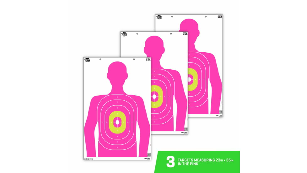 EZ-Aim Fun In The Pink Silhouette Paper Shooting Targets, 23inW x 35inH, 3-Pack, Multi, 15653